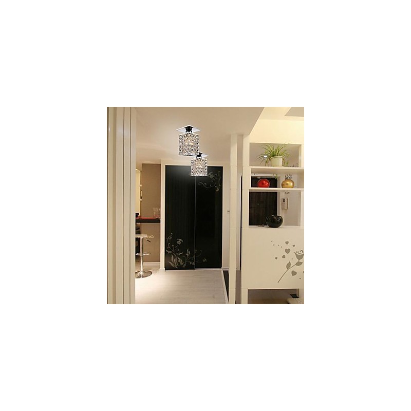 Modern Contemporary Crystal Electroplated Metal Flush Mount