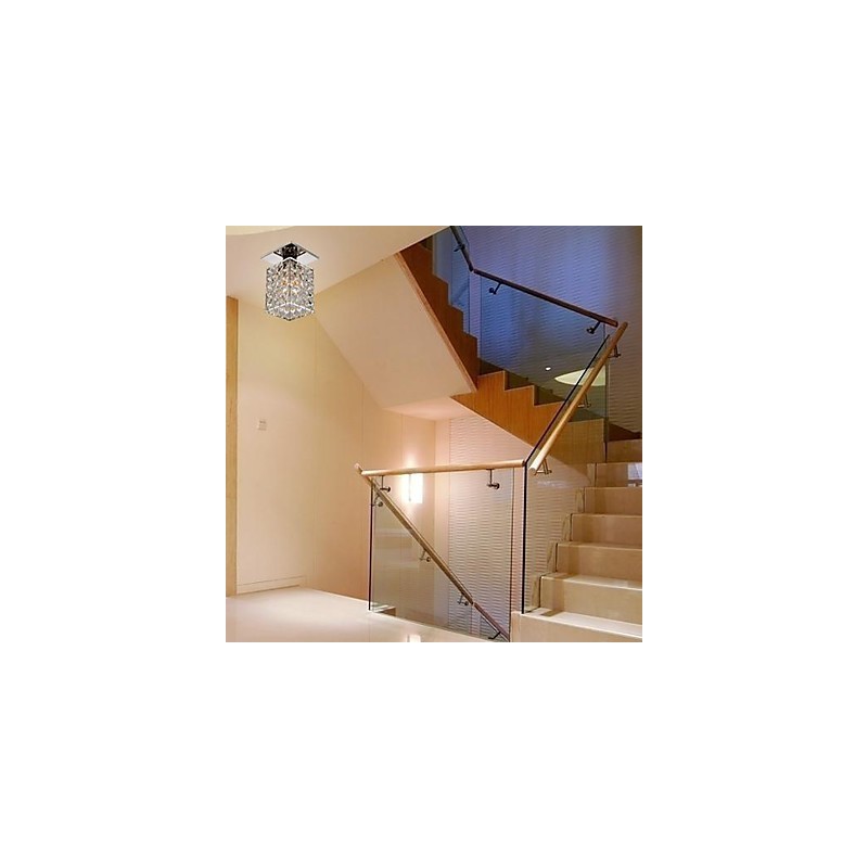 Modern Contemporary Crystal Electroplated Metal Flush Mount