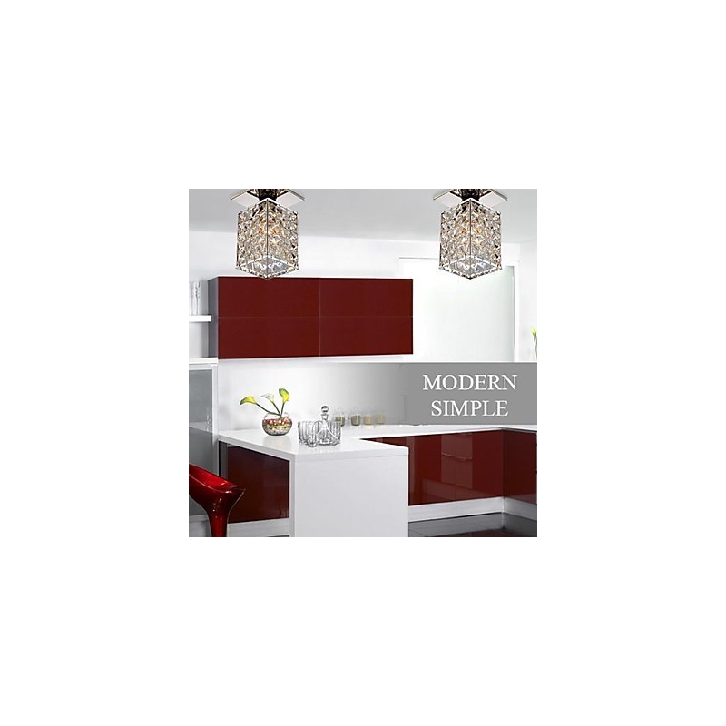 Modern Contemporary Crystal Electroplated Metal Flush Mount