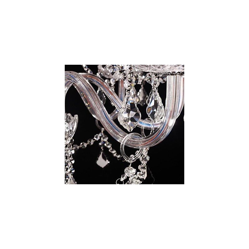 Chandelier Crystal Luxury Modern Living 8 Lights with Fabric Shade