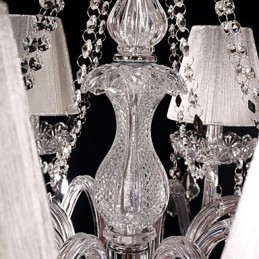 Chandelier Crystal Luxury Modern Living 8 Lights with Fabric Shade