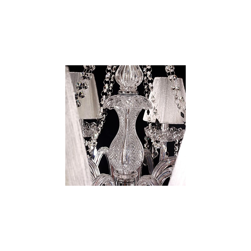 Chandelier Crystal Luxury Modern Living 8 Lights with Fabric Shade