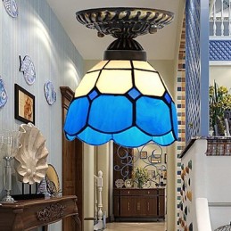 17*European Rural Creative Arts Stained Glass Absorb Dome Lamp Light