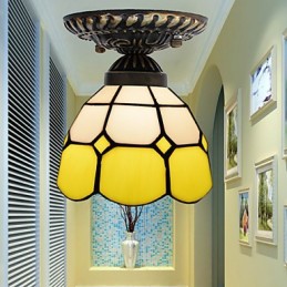 17*European Rural Creative Arts Stained Glass Absorb Dome Lamp Light