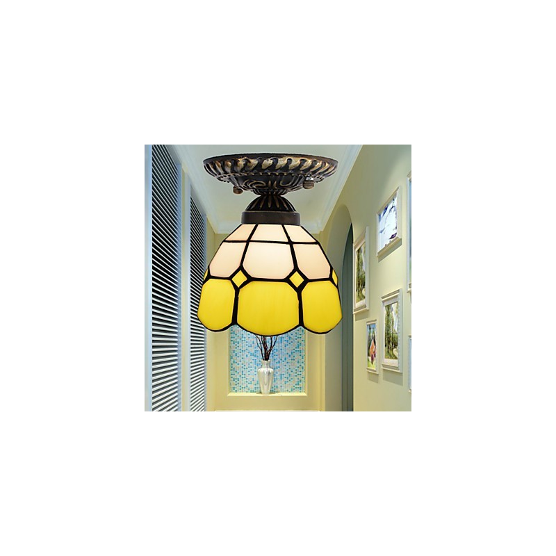 17*European Rural Creative Arts Stained Glass Absorb Dome Lamp Light