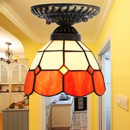 17*European Rural Creative Arts Stained Glass Absorb Dome Lamp Light