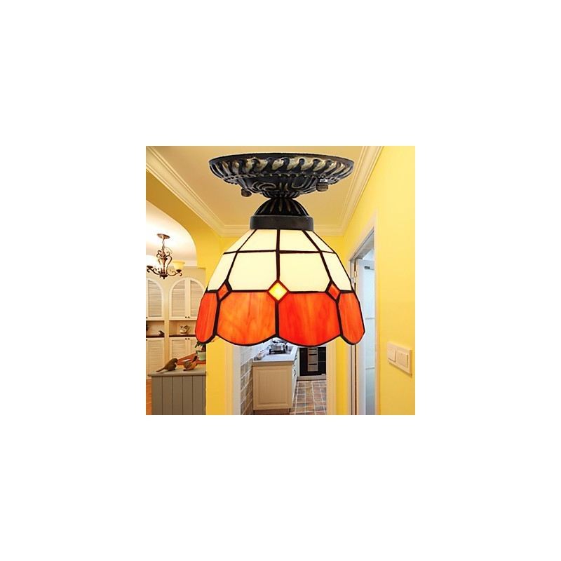 17*European Rural Creative Arts Stained Glass Absorb Dome Lamp Light