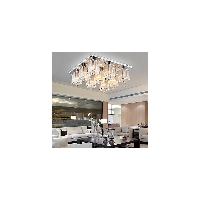 Modern Contemporary Crystal Chrome Metal Flush Mount