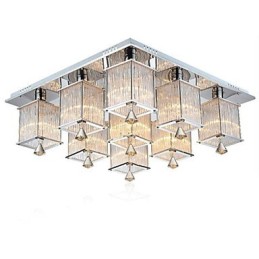 Modern Contemporary Crystal Chrome Metal Flush Mount