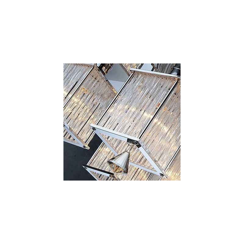 Modern Contemporary Crystal Chrome Metal Flush Mount