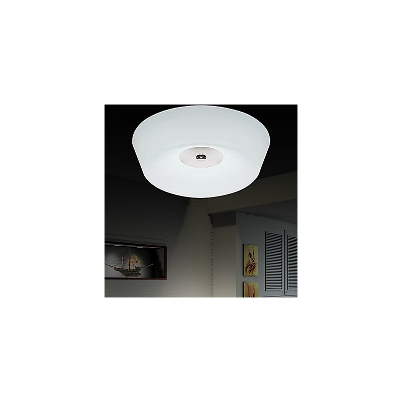 77W Modern Contemporary Chrome Metal Flush Mount