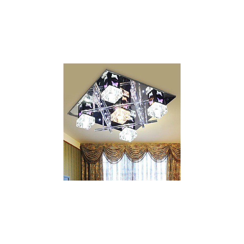 Modern Contemporary Crystal Glass Flush Mount
