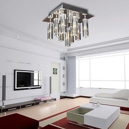 Modern Contemporary Crystal Chrome Metal Flush Mount