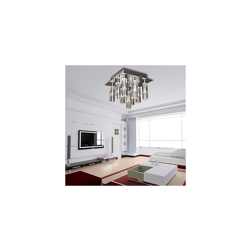 Modern Contemporary Crystal Chrome Metal Flush Mount
