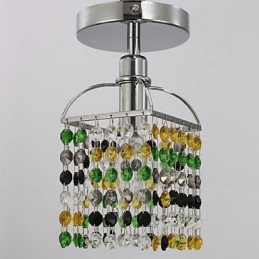 Modern Contemporary Crystal Electroplated Metal Flush Mount