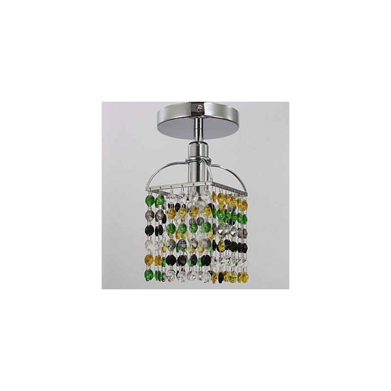 Modern Contemporary Crystal Electroplated Metal Flush Mount