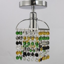 Modern Contemporary Crystal Electroplated Metal Flush Mount