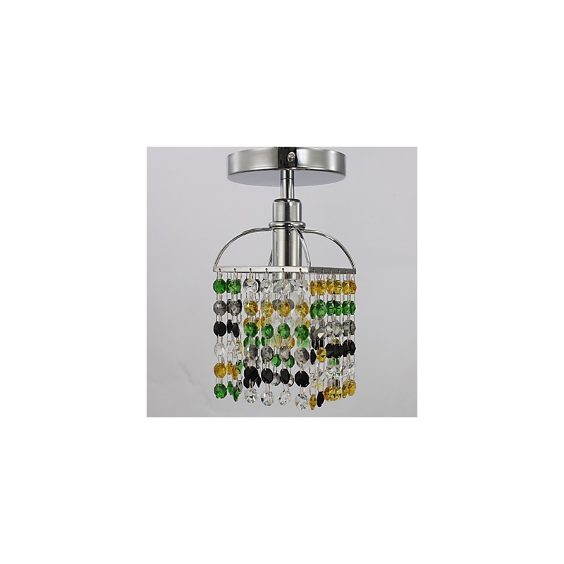 Modern Contemporary Crystal Electroplated Metal Flush Mount