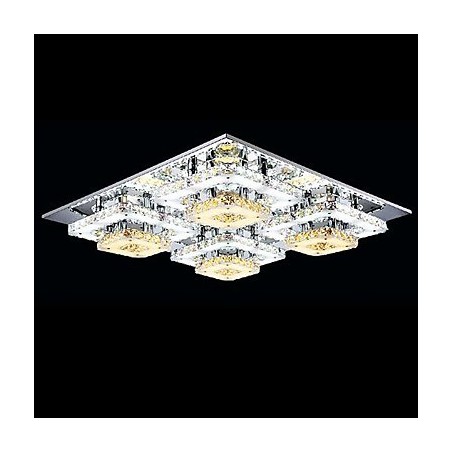 Modern Contemporary Crystal Chrome Metal Flush Mount