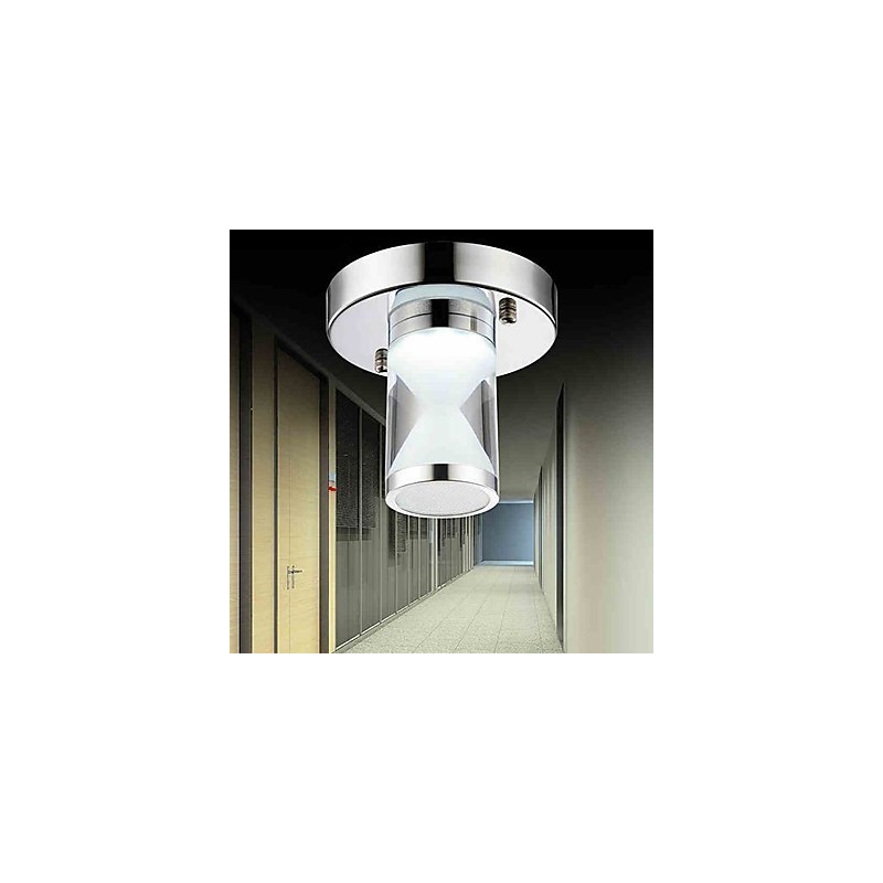 Modern Contemporary Chrome Metal Flush Mount Light