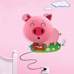 Wallpaper Wall Lamps Flower Face DIY Fun Atmosphere Nightlight Children Bedside lamp Decoration Pink Pig