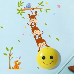 Wall stickers Monkeys light activated intelligent induction smetope adornment wall lamp