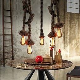 1 Light DIY Art Hemp Rope Light Creative Hemp Rope Chandelier