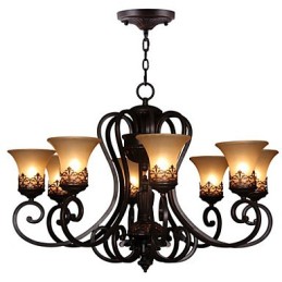 Chandelier Pendant Light 8 Lights Vintage Country Island Metal+Glass