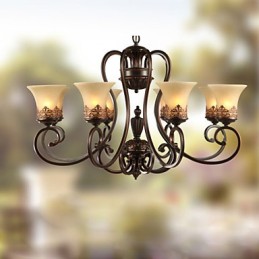 Chandelier Pendant Light 8 Lights Vintage Country Island Metal+Glass