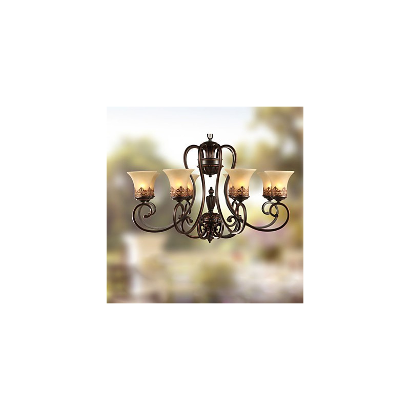Chandelier Pendant Light 8 Lights Vintage Country Island Metal+Glass