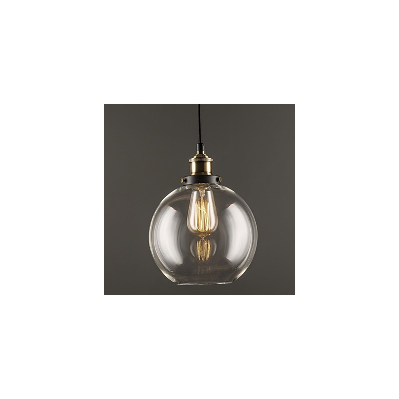 Industrial Factory Pendant Lamp Antique Brass One Light Fixture Glass Shade Cafe Pendant Light