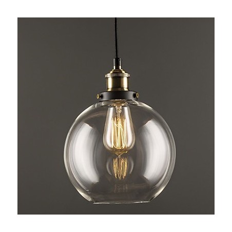 Industrial Factory Pendant Lamp Antique Brass One Light Fixture Glass Shade Cafe Pendant Light
