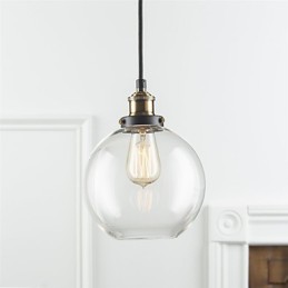 Industrial Factory Pendant Lamp Antique Brass One Light Fixture Glass Shade Cafe Pendant Light
