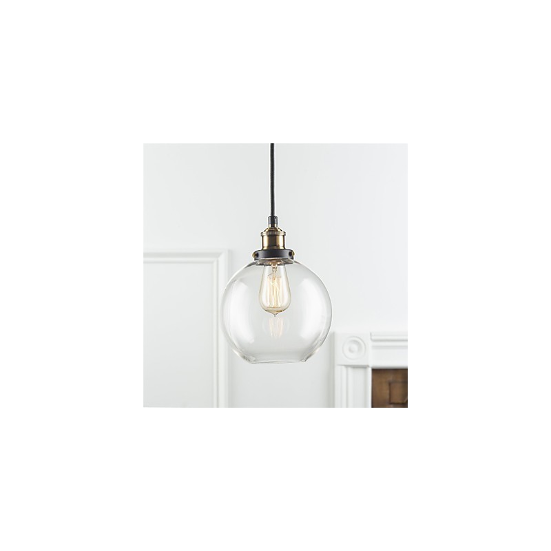 Industrial Factory Pendant Lamp Antique Brass One Light Fixture Glass Shade Cafe Pendant Light