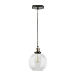 Industrial Factory Pendant Lamp Antique Brass One Light Fixture Glass Shade Cafe Pendant Light