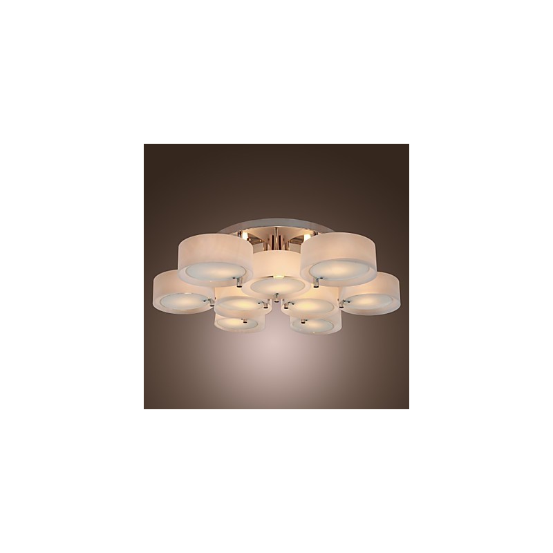 Modern Contemporary Chrome Metal Chandelier Flush Mount