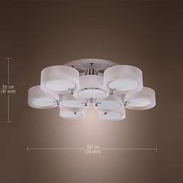 Modern Contemporary Chrome Metal Chandelier Flush Mount
