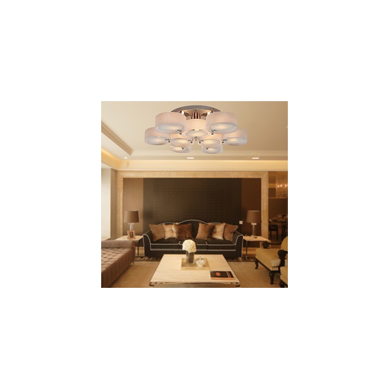 Modern Contemporary Chrome Metal Chandelier Flush Mount