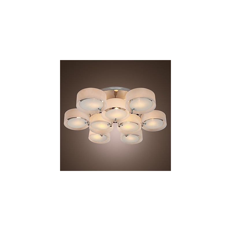 Modern Contemporary Chrome Metal Chandelier Flush Mount