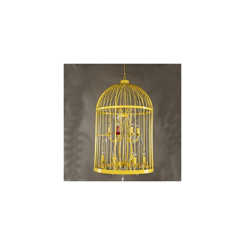 Vintage Iron Cage Staircase Lamp Chandelier Crystal