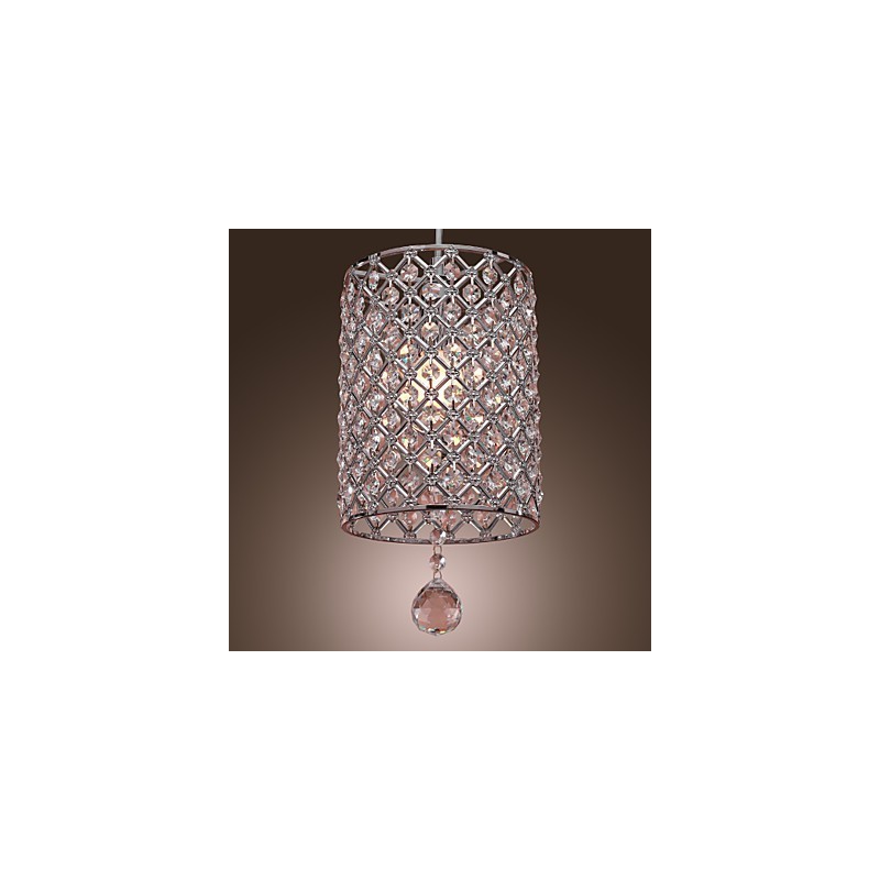 Crystal Drop Pendant Light in Cylinder Style