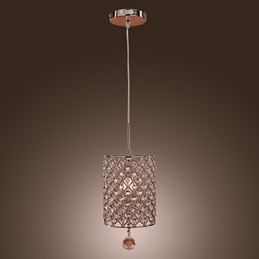 Crystal Drop Pendant Light in Cylinder Style