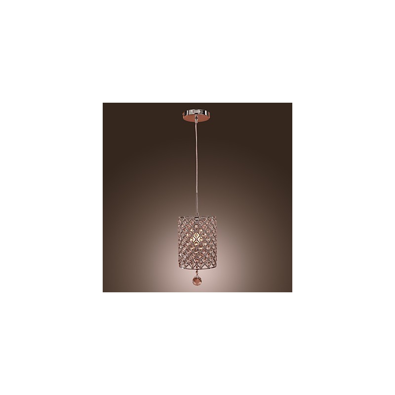 Crystal Drop Pendant Light in Cylinder Style