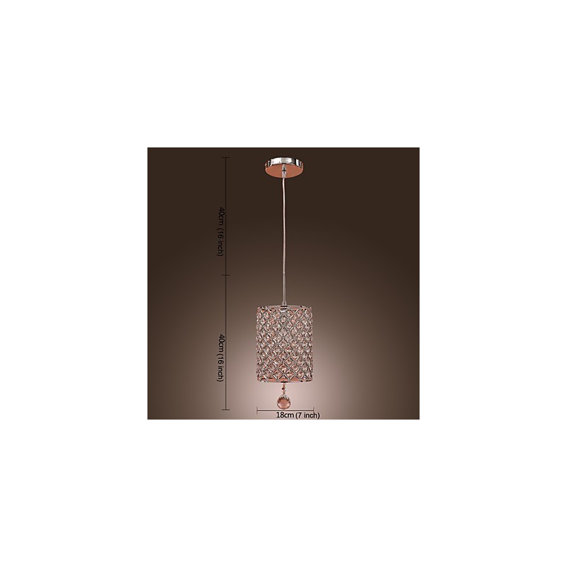 Crystal Drop Pendant Light in Cylinder Style