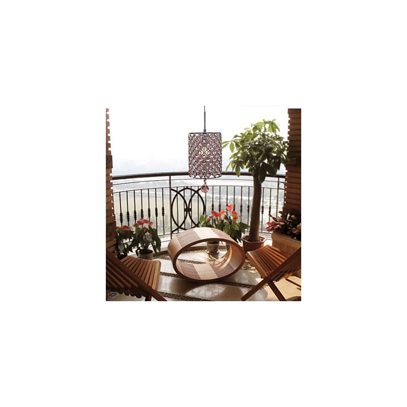 Crystal Drop Pendant Light in Cylinder Style