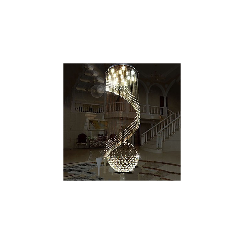 Modern Crystal Chandelier Pendant Lighting Hanging Ceiling Lamps Fixtures with Source Clear K9 Crystal