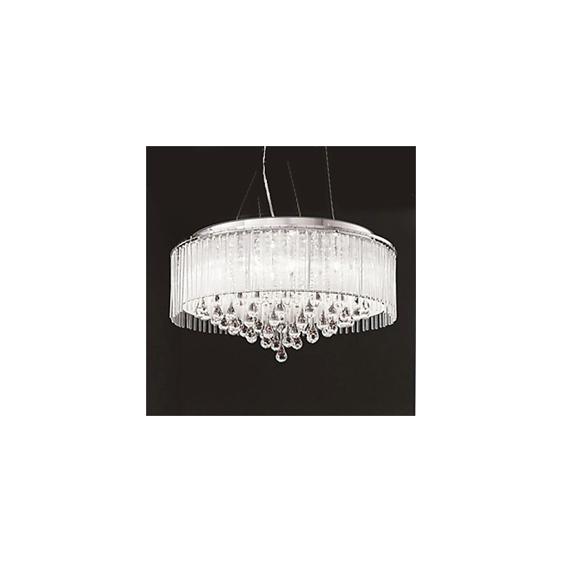 Modern Contemporary Drum Crystal Chrome Pendant Light