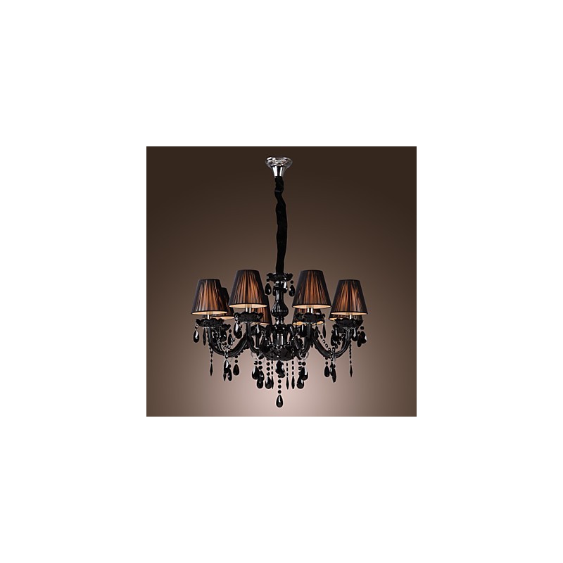Chandelier Luxury Modern Black Crystal Living 8 Lights