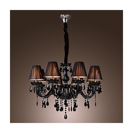 Chandelier Luxury Modern Black Crystal Living 8 Lights