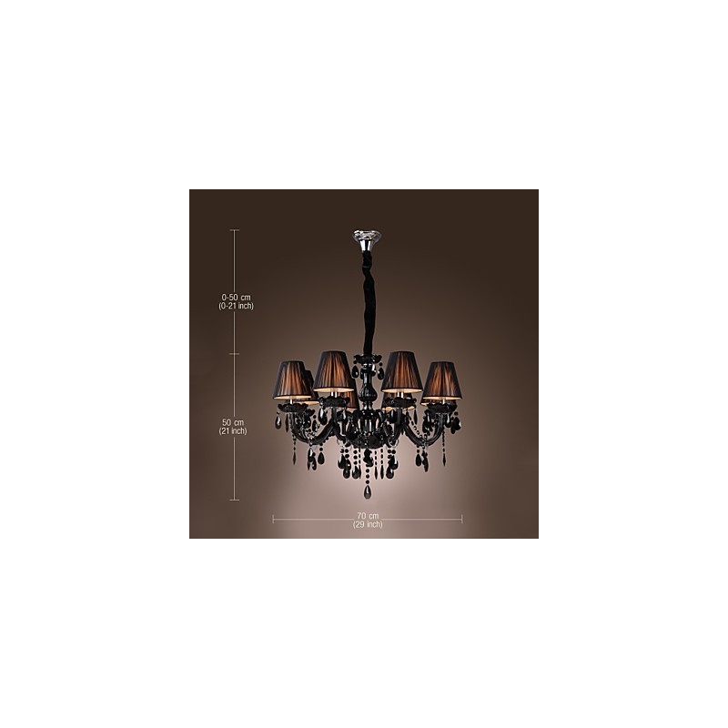 Chandelier Luxury Modern Black Crystal Living 8 Lights